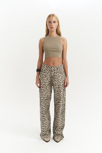 MAİ COLLECTİON Marian-Jeanshose mit Leopardenmuster