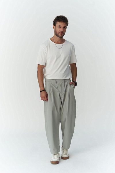 MAİ COLLECTİON Ανδρικό παντελόνι Kenway Lace Detailed Grey