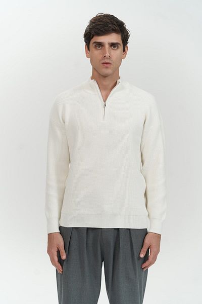 MAİ COLLECTİON Mathis Ecru Rollkragenpullover für Herren