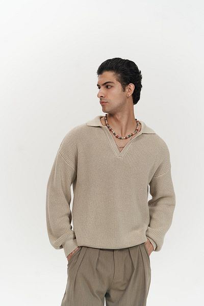 MAİ COLLECTİON Ανδρικό πλεκτό πουλόβερ Magnus Polo Neck Beige