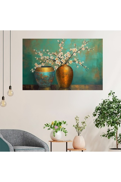 HDART Soyut Rustik Vazo Çiçek Kanvas Tablo Tablosu Salon Oturma Yatak Odası O...