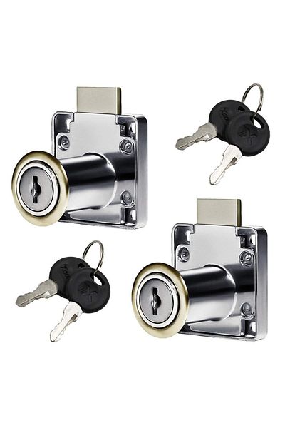 Generic AL ARQAM 2pcs 32mm Cabinet Locks with Keys – Zinc Alloy Drawer & Showcase Locks for Furniture