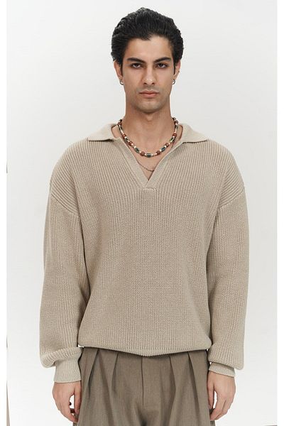 MAİ COLLECTİON Ανδρικό πλεκτό πουλόβερ Magnus Polo Neck Beige