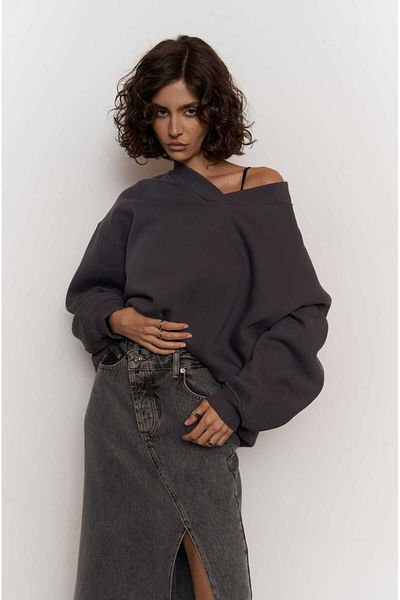 MAİ COLLECTİON Unisex oversize mikina Mcllctn Taure Anthracite