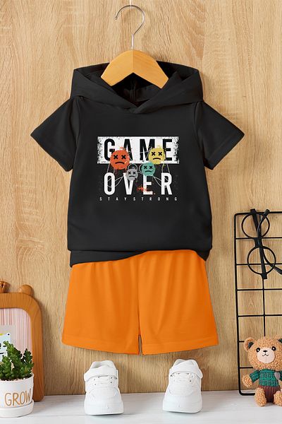 MYADA New Season Hooded Game over Printed 2-Piece Children's Suit 19863