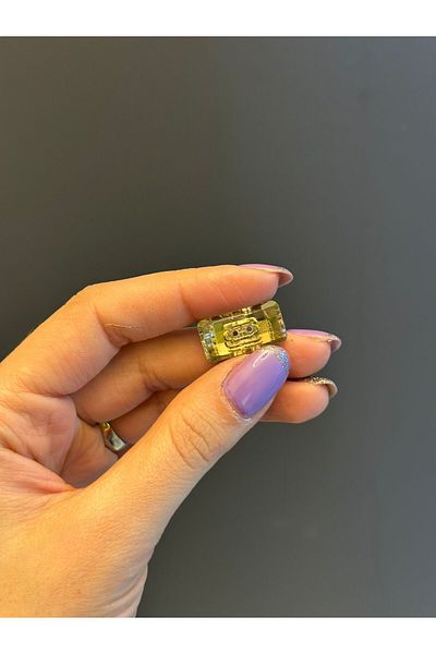 Gönülden Tasarım Crystal Glass Button Clothing Accessory 2X1 cm Yellow