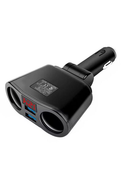 REDz Accessories Adaptor auto dual USB, încărcare rapidă 15W, 2 porturi brichetă, unghi reglabil, negru
