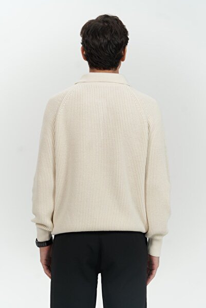 MAI STUDIOS CO. Vander Button Detail Ecru Men's Knitwear Sweater