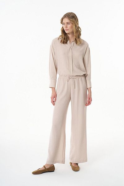Quzu Elastic Waist Trousers Beige