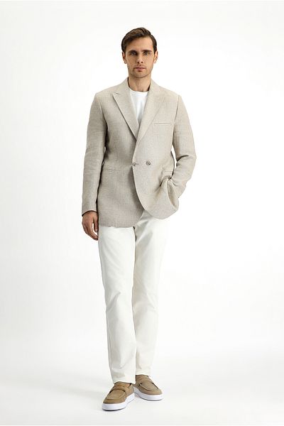 Kiğılı Slim Fit Slim Fit Linen Blended Double Breasted Jacket