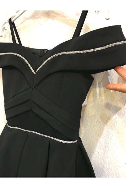 Erkut Κοντό βραδινό φόρεμα για κορίτσια Crepe Ύφασμα Μαύρο Χρώμα