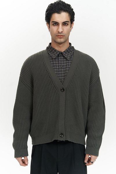 MAİ COLLECTİON Cardigan tricotaj pentru bărbați Cassian Antracit