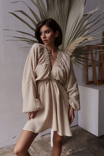 BOHEMAİ Φόρεμα Grace Beige Μουσελίνα