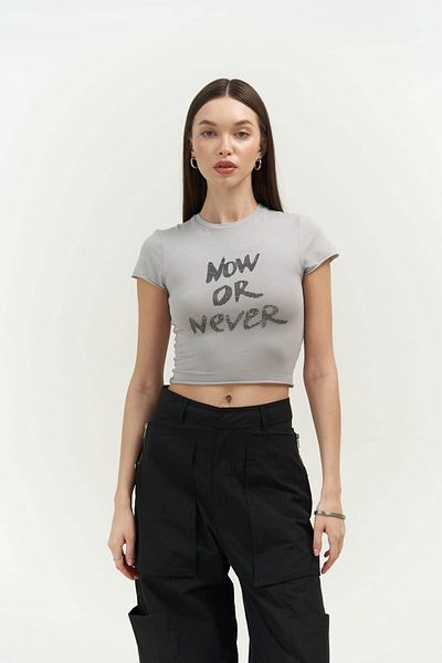 MAİ COLLECTİON Τώρα ή ποτέ γκρι χτενισμένο βαμβακερό περικοπή