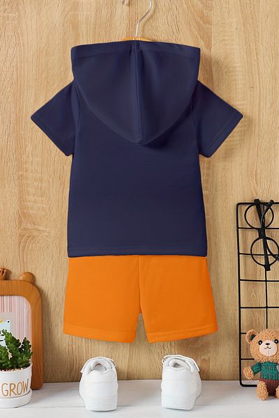 MYADA New Season Hooded Basketball Player Character Printed 2-Piece Children's Set 19415