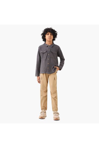 Juniors Solid Cargo Joggers with Drawstring Closure