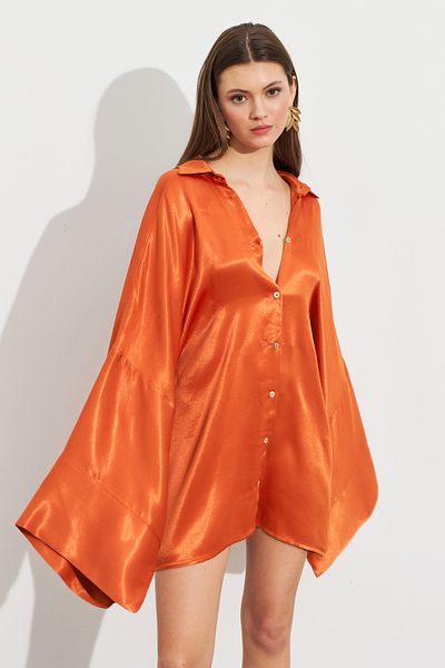 Cool & Sexy Women's Orange Oversize Shirt Rop106