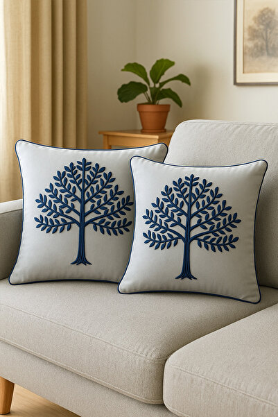 Evlen Home Collection غطاء وسادة مطرز على شكل شجرة، غطاء وسادة مقعد مقاس 45 ×...