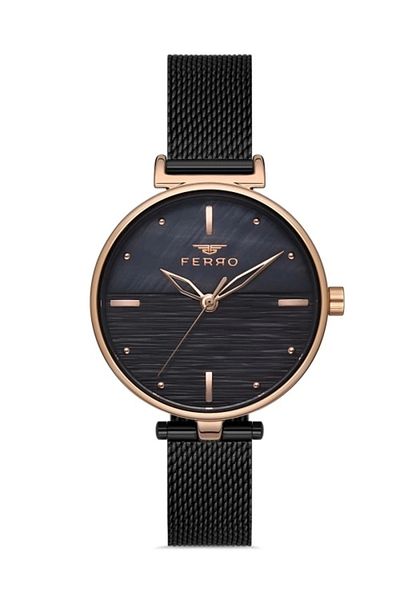 FERRO New Season Steel Stylish Women's Wristwatch Black Gift