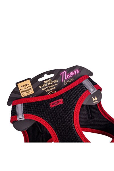 Doggie Havalı Dokuma Neon Küçük Irk Göğüs Tasması Kırmızı 38-44 cm (ANG-M)
