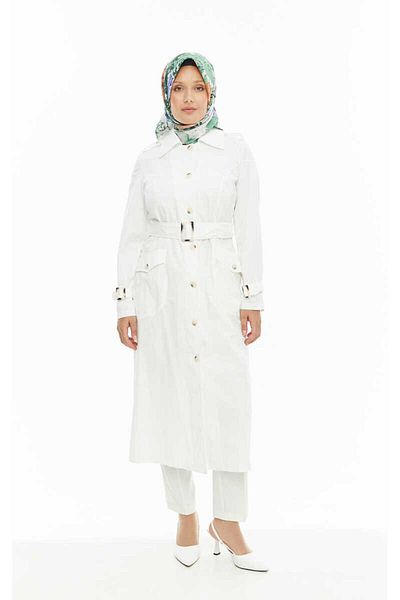 Setrms 2423043 A Buttoned Front Cup Cut Classic Trench Coat