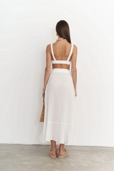 BOHEMAİ White Muslin Crop Skirt and Top Set - Adelina