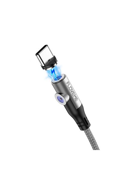 REDz Accessories Cablu de încărcare rapidă, 2.4A, conector magnetic pentru iPhone, 1m, argintiu, 360°