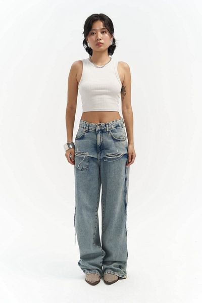 MAİ COLLECTİON Kellen Ice Blue Ripped Detail Jean Kalhoty
