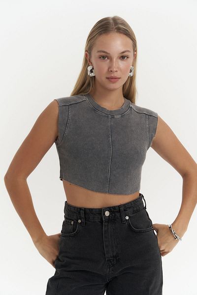 MAİ COLLECTİON Swipe Smoked Washable Crop