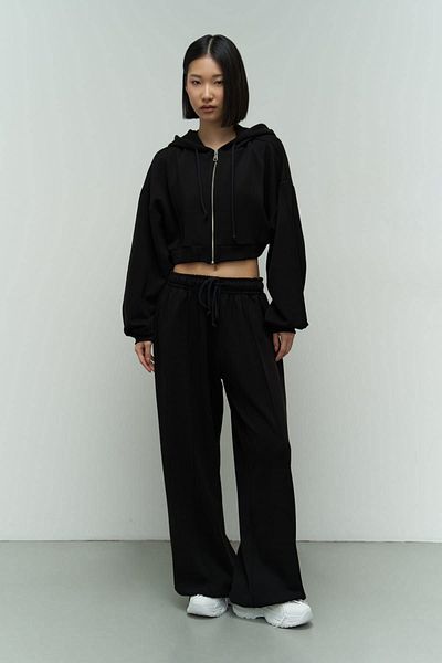 MAİ COLLECTİON Moon Hooded Black Tracksuit Set