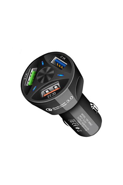REDz Accessories Adaptor încărcător auto, TD-LTE FC80, încărcare rapidă 3.0, putere 35W, 3 porturi USB, negru