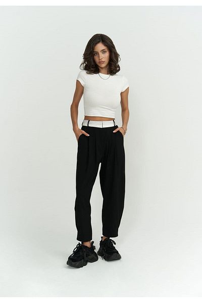 MAİ COLLECTİON Černé kalhoty Patrice Reverse Belt