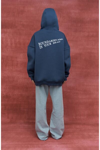 MAI STUDIOS CO. Μπλε φούτερ με κουκούλα Boundaries