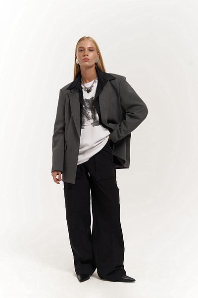 MAİ COLLECTİON Blazer afumat Catroux - Detaliu guler cămașă