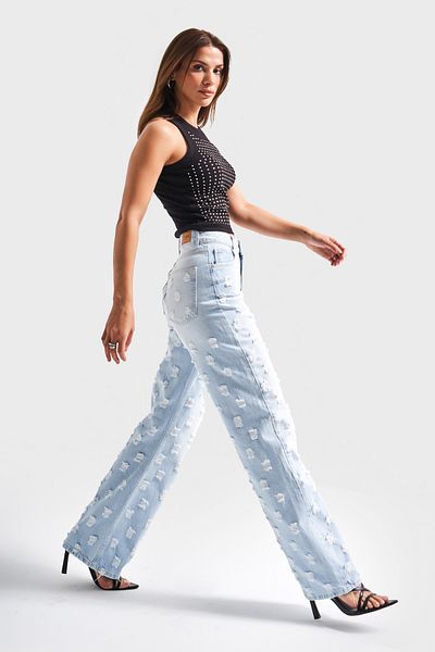 its basic Blugi de zăpadă pentru femei Culoare 10s5-100 Tesatura cu croială dreaptă 100% Koton Design Denim Jeans