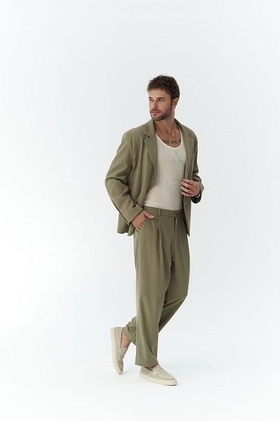 MAİ COLLECTİON Gabriel Khaki Men's Jacket Pants Set