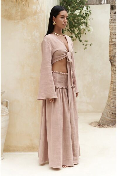 BOHEMAİ Lazac színű Crop szoknya és felső szett - Marshanda