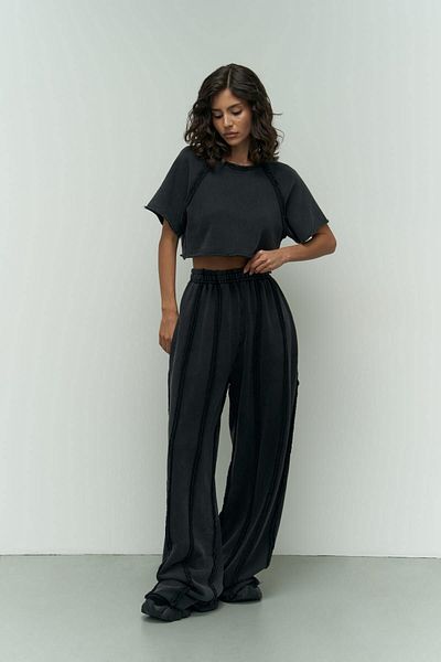 MAİ COLLECTİON Σετ αθλητικής φόρμας Alda Washed Black Crop