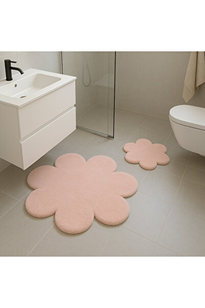Paco Home سجادة غرفة المعيشة الناعمة باللون الوردي المزخرفة بالزهور، مجموعة سجاد ديكور حديثة وبسيطة مكونة من قطعتين (80x80-60x60)