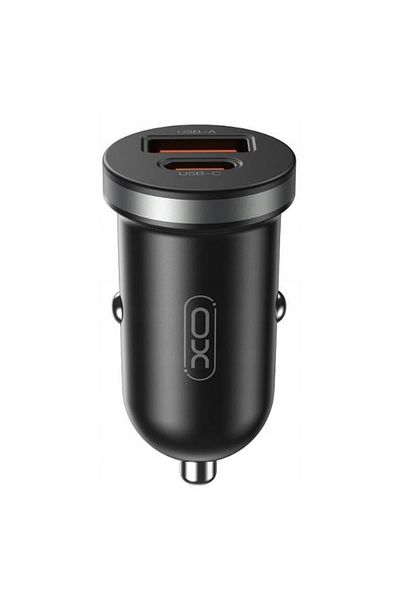 REDz Accessories Set adaptor auto XO-CC56 cu cablu Type-C, compatibil cu iPhone 15/16 și Android, porturi duble, negru