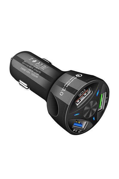 REDz Accessories Adaptor încărcător auto, TD-LTE FC80, încărcare rapidă 3.0, putere 35W, 3 porturi USB, negru