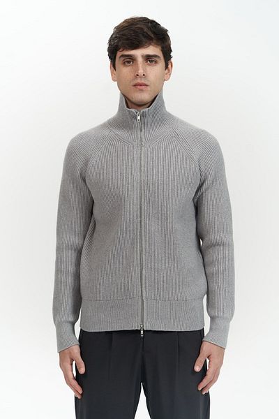 MAİ COLLECTİON Pulover Brock cu fermoar complet gri pentru bărbați