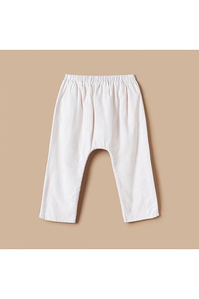 giggles Floral Embroidered Pants with Bow and Elasticated Waistband