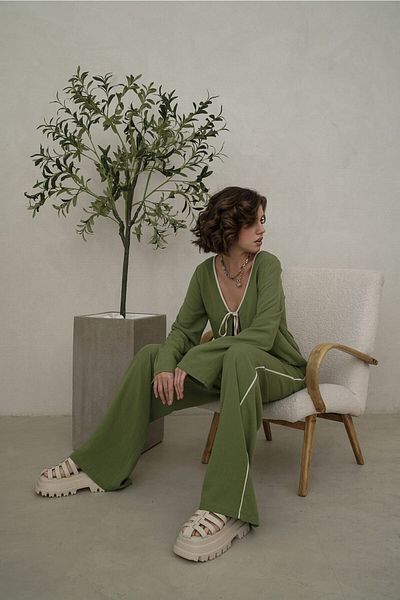 BOHEMAİ Πράσινη διπλή φόρμα με λεπτομέρεια Hazel