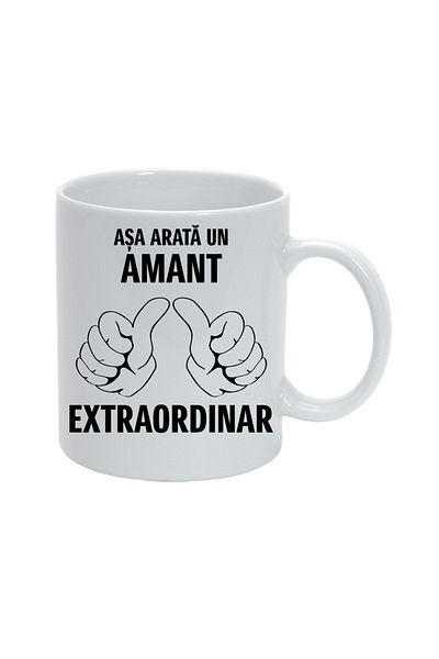 OEM Cană albă personalizată „Așa arată un îndrăgostit extraordinar”, INOVATIX®. 330ml