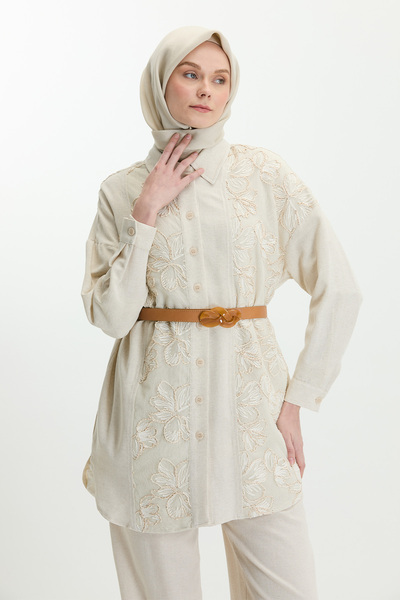 Setrms Çiçek Desenli Keten Tunik