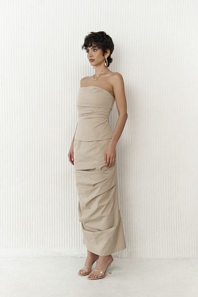 MAİ COLLECTİON Σετ φούστα Camellia Beige Crop