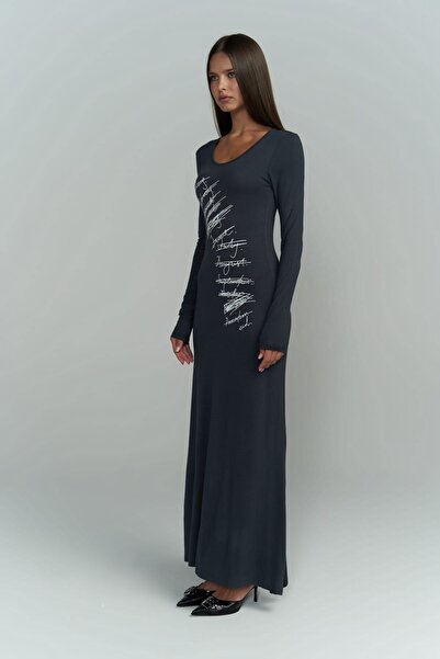 MAI STUDIOS CO. Dlouhé kouřové šaty Ceria