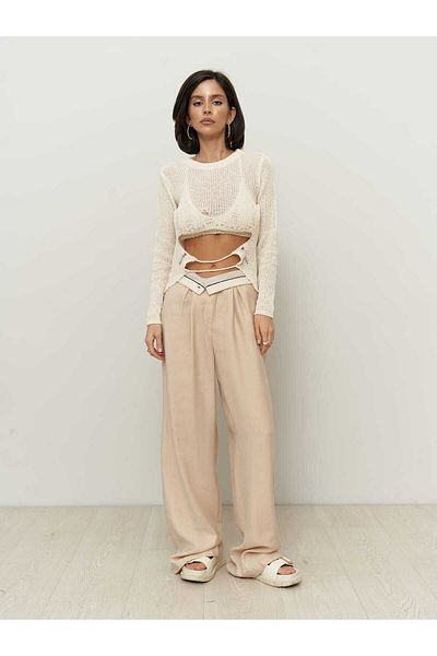BOHEMAİ Tessa Lyocell Beige Palazzo-Hose