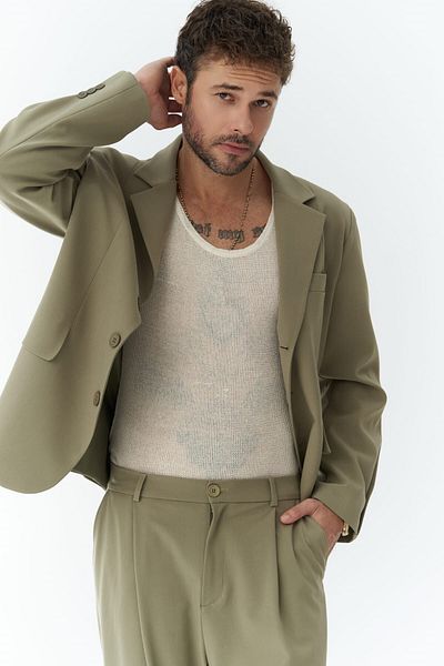 MAİ COLLECTİON Gabriel Khaki Men's Jacket Pants Set